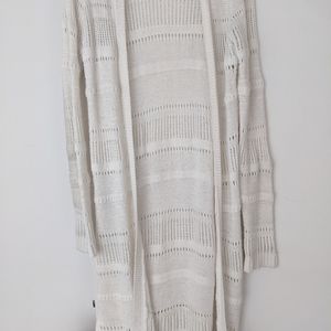 Long white open cardian